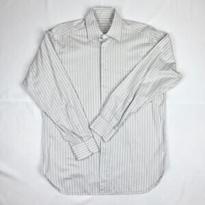 Ermenegildo Zegna Gray White Stripe Long Sleeve Button Shirt 16  41